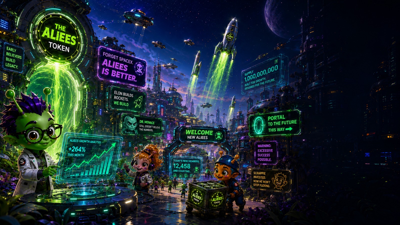 The Aliees neon city — early members welcome